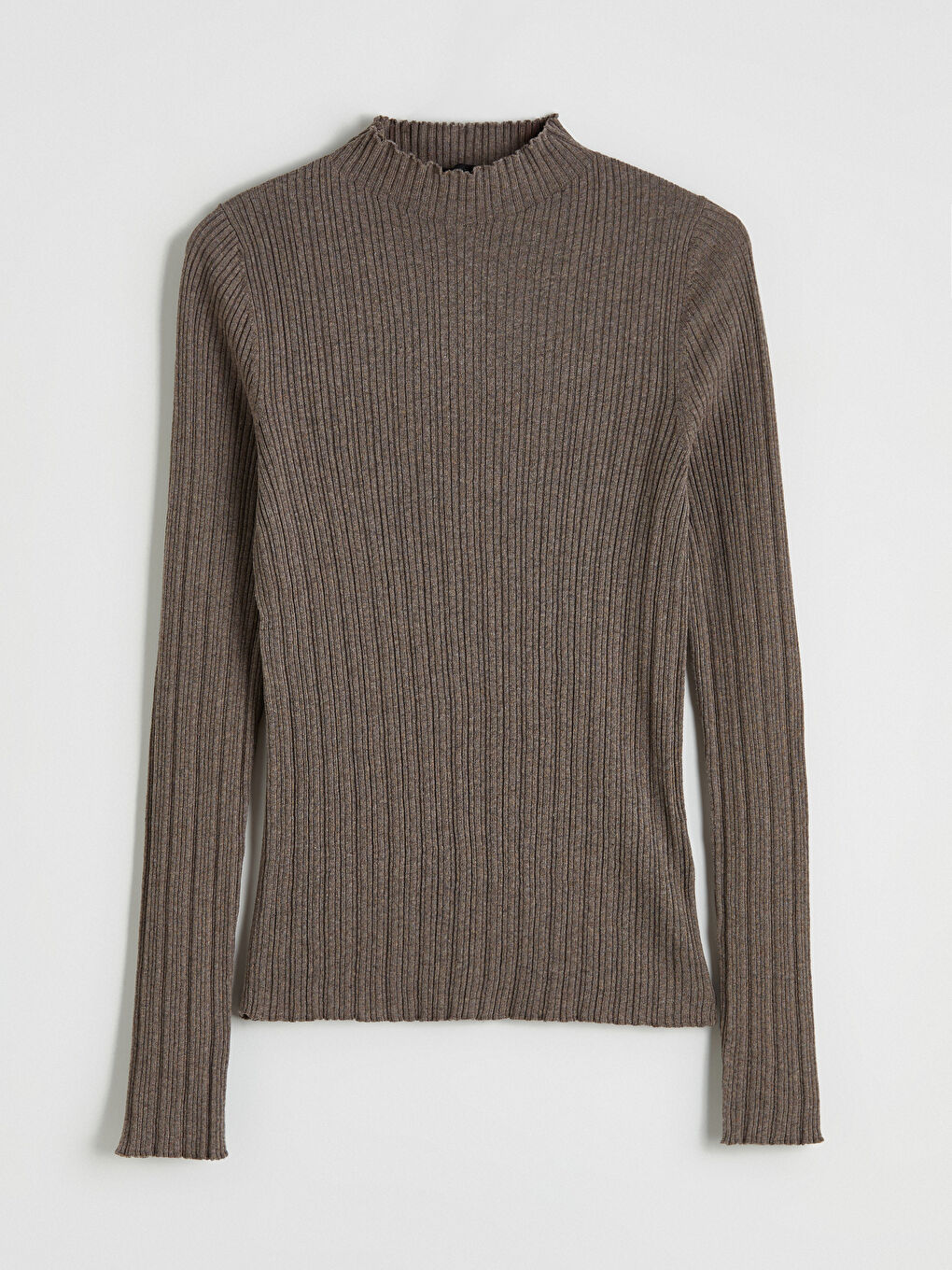 Bej Yarım Balıkçı Yaka Kadın Triko Kazak	-4