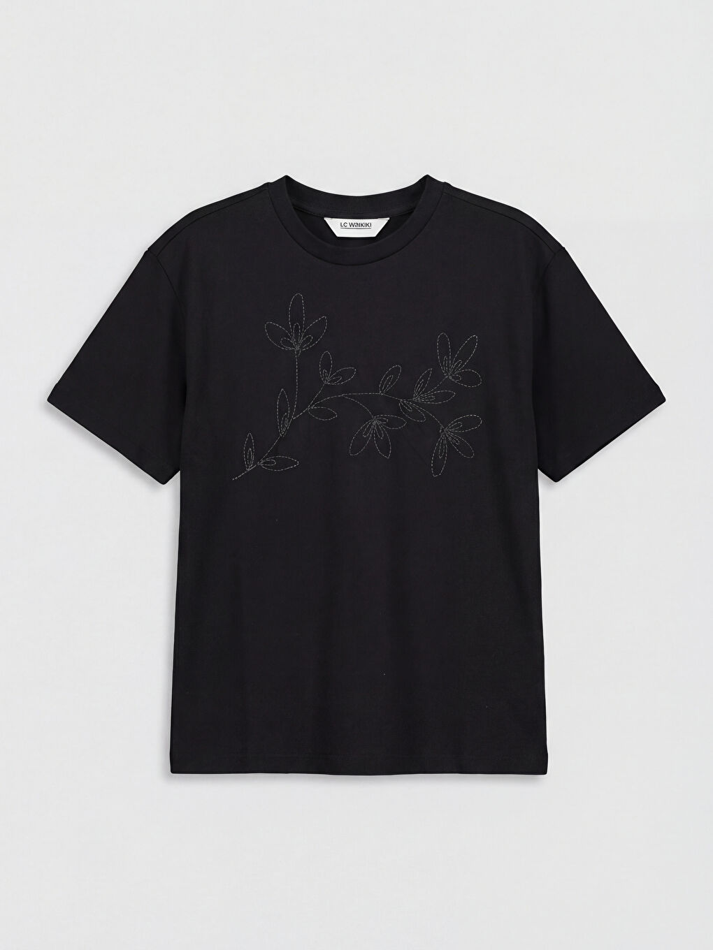 Crew Neck Embroidered Girls' T-Shirt