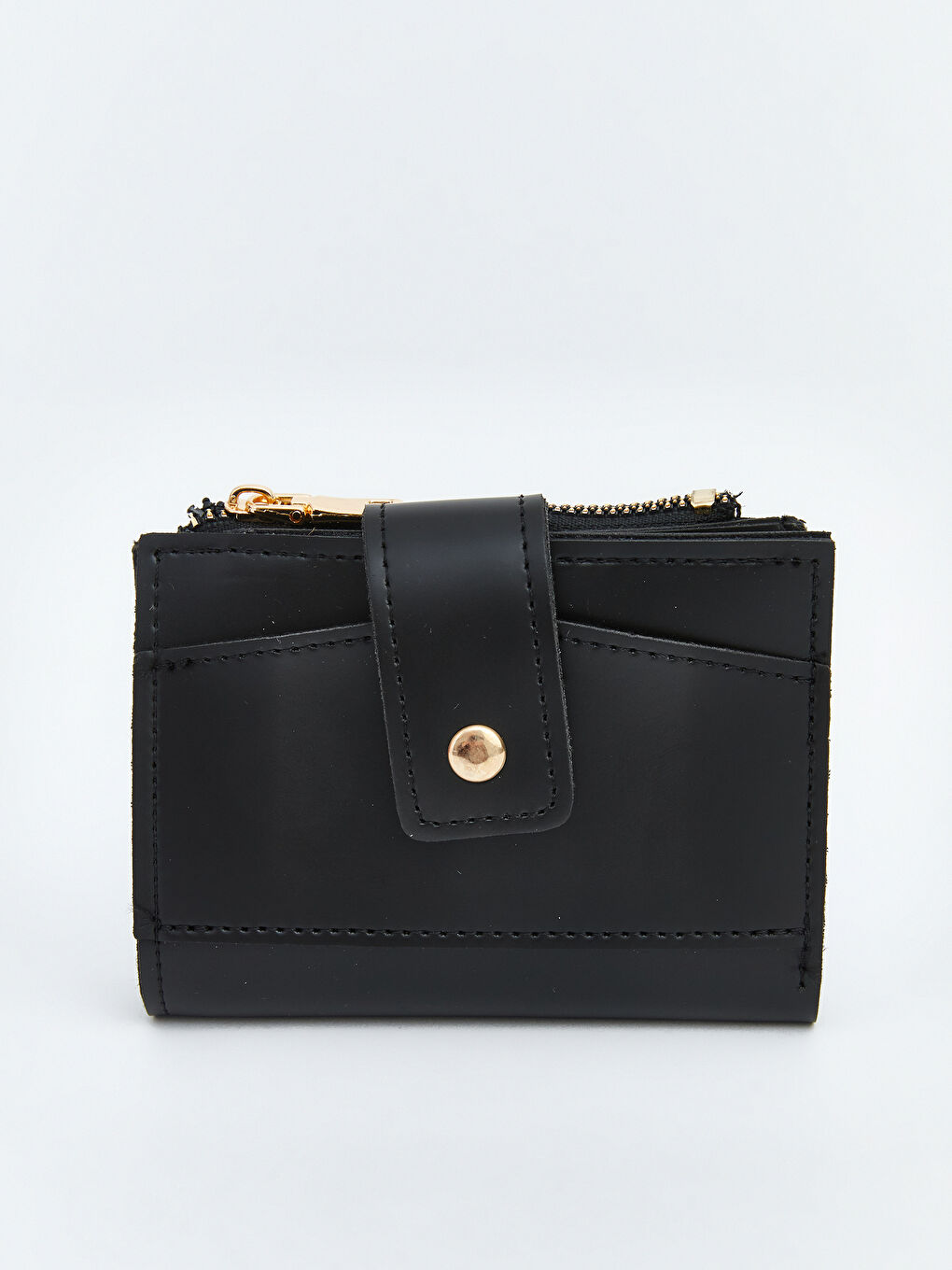 Siyah Deri Görünümlü Kadın Cüzdan