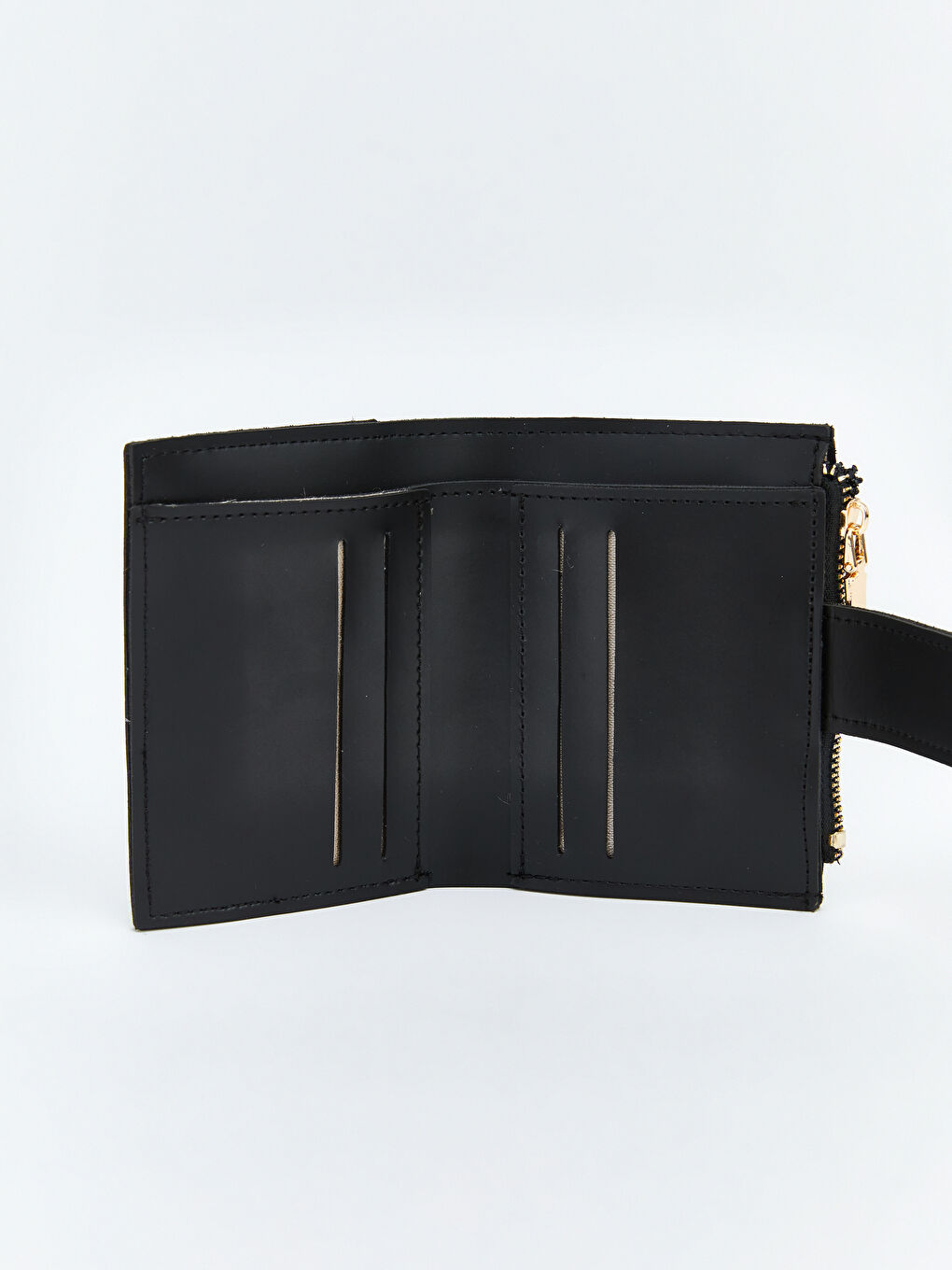 Siyah Deri Görünümlü Kadın Cüzdan-3