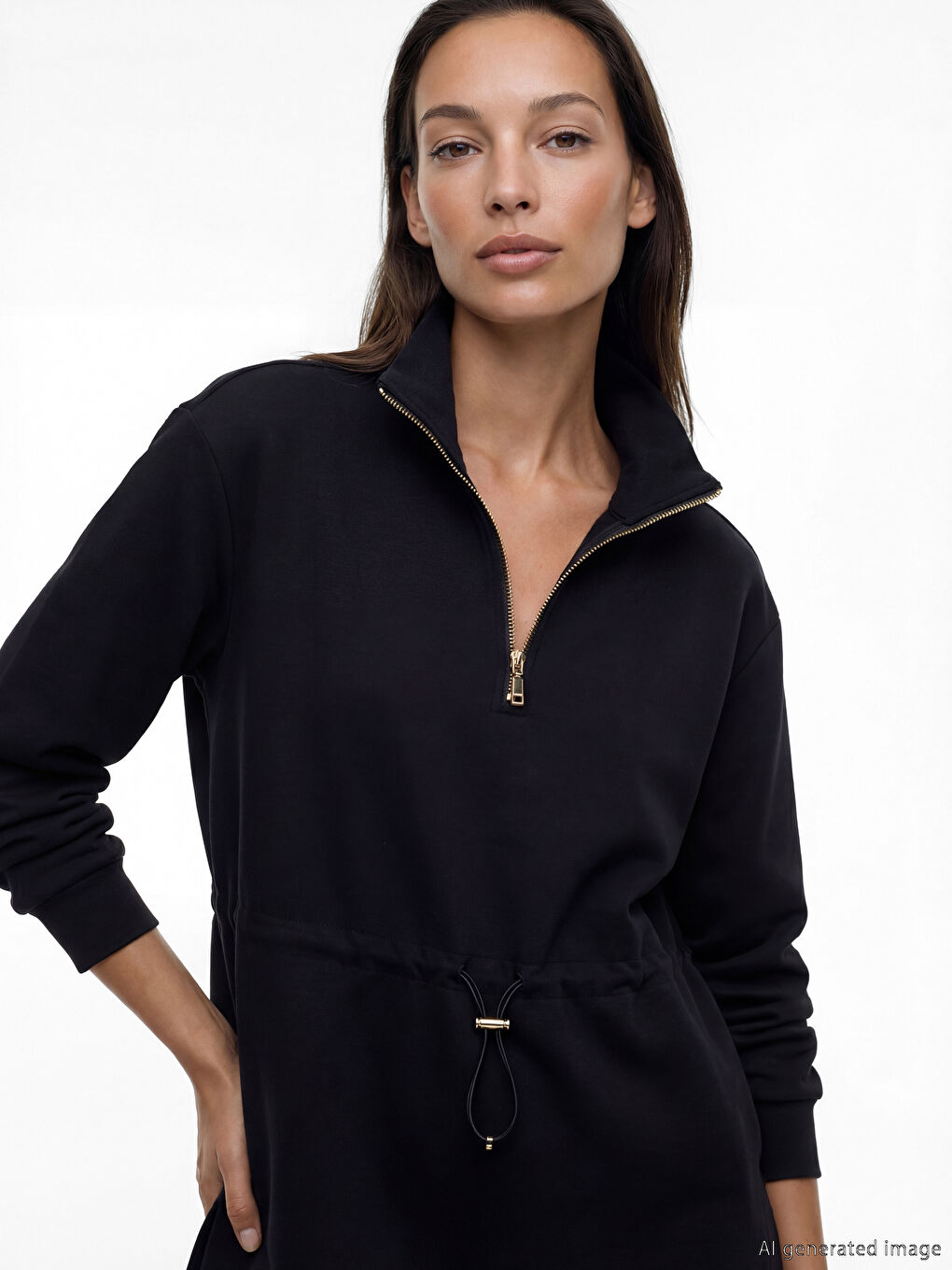 Siyah Soft Touch Oversize Kadın Sweatshirt Tunik-2