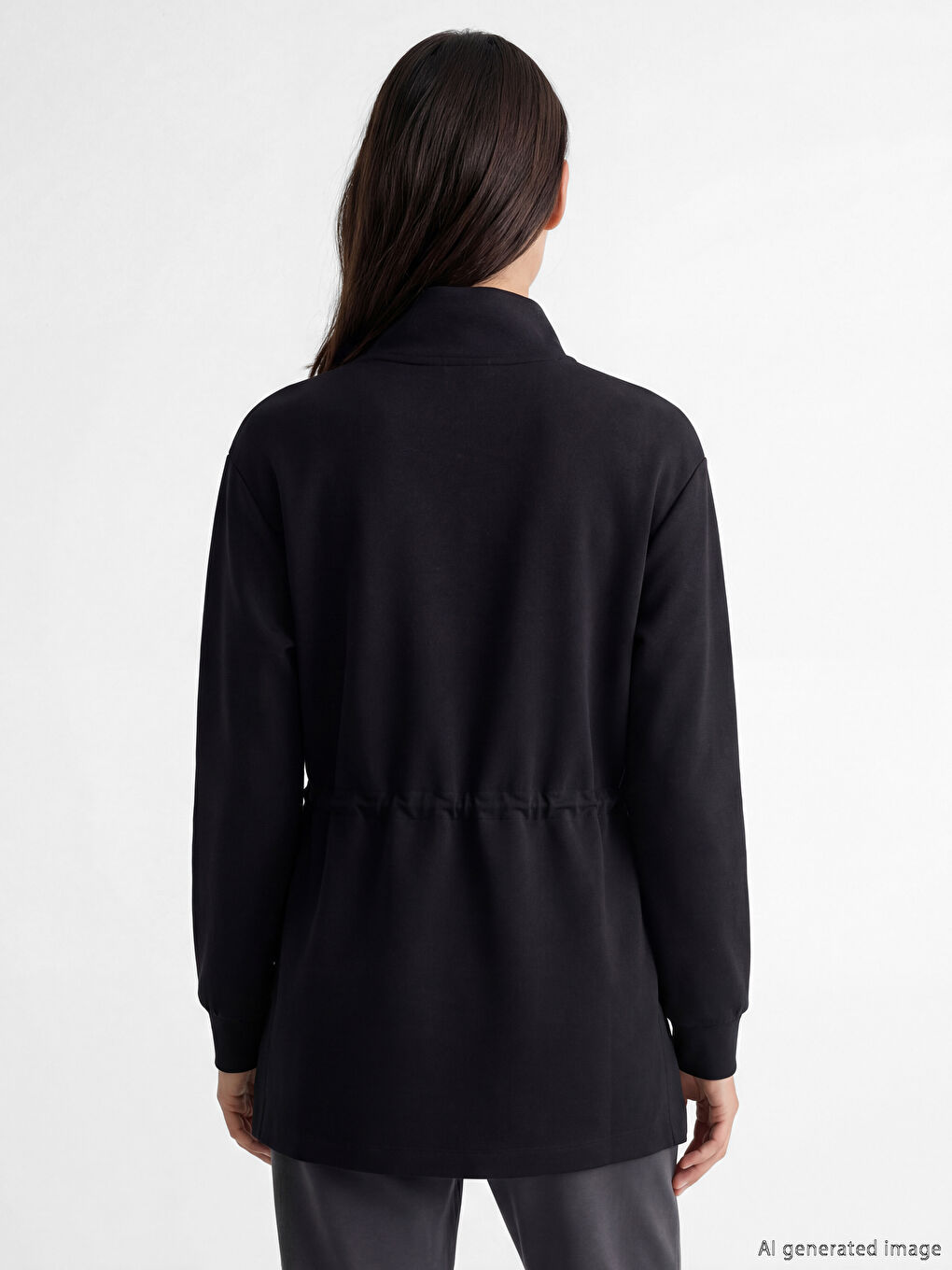 Siyah Soft Touch Oversize Kadın Sweatshirt Tunik-3