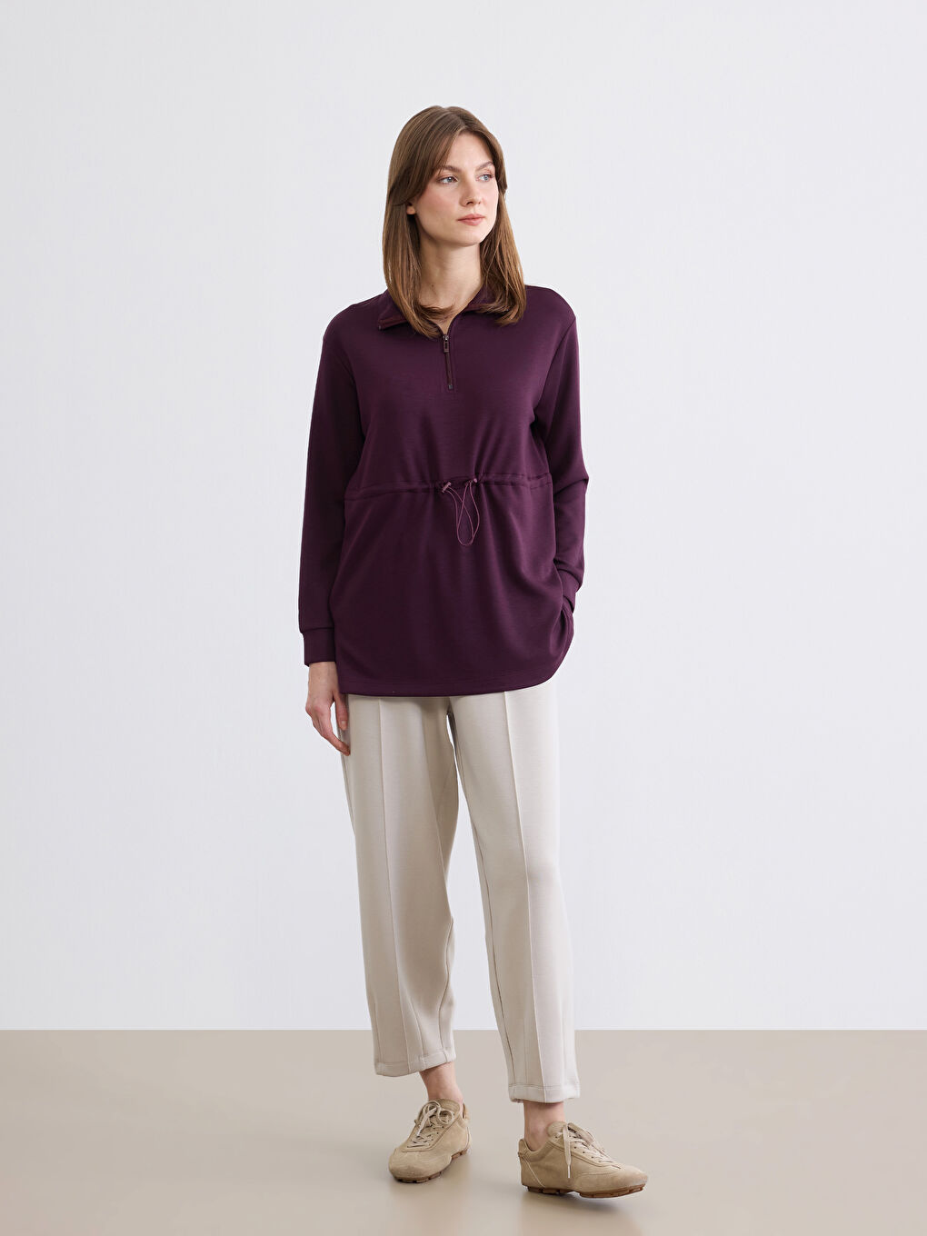 Mürdüm Soft Touch Oversize Kadın Sweatshirt Tunik-1