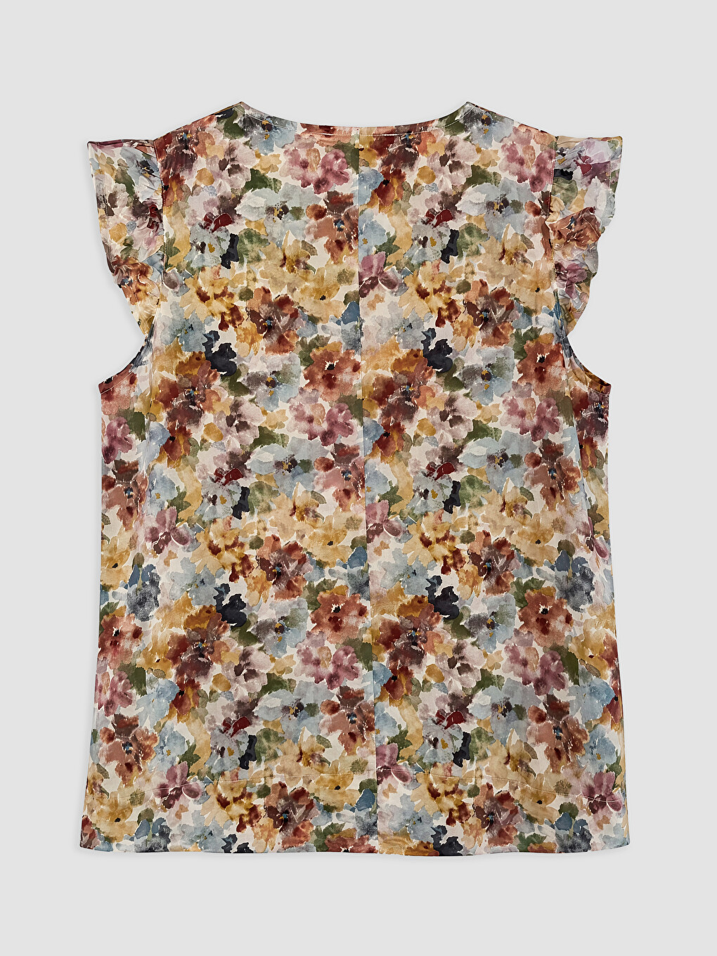 V Neck Floral Frilled Blouse-1