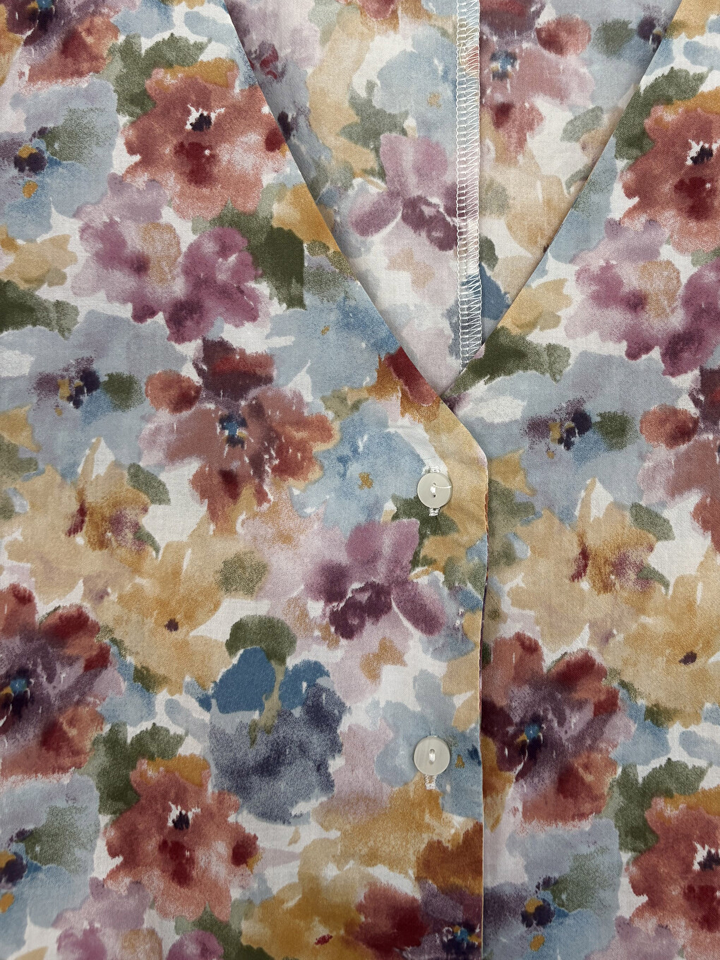 V Neck Floral Frilled Blouse-3