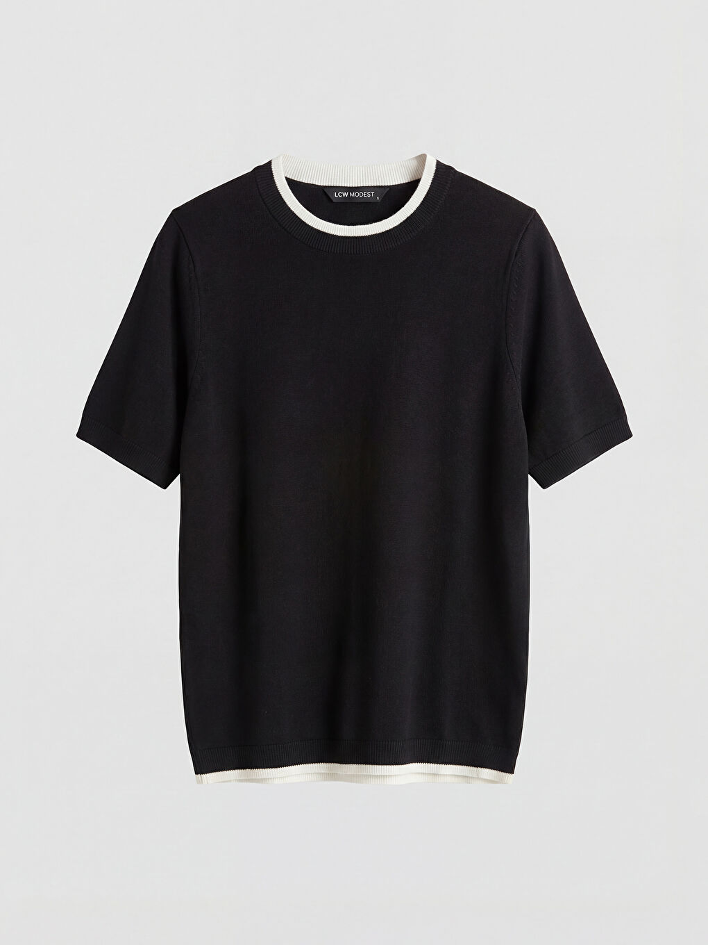 Siyah Bisiklet Yaka Kadın Triko Kazak