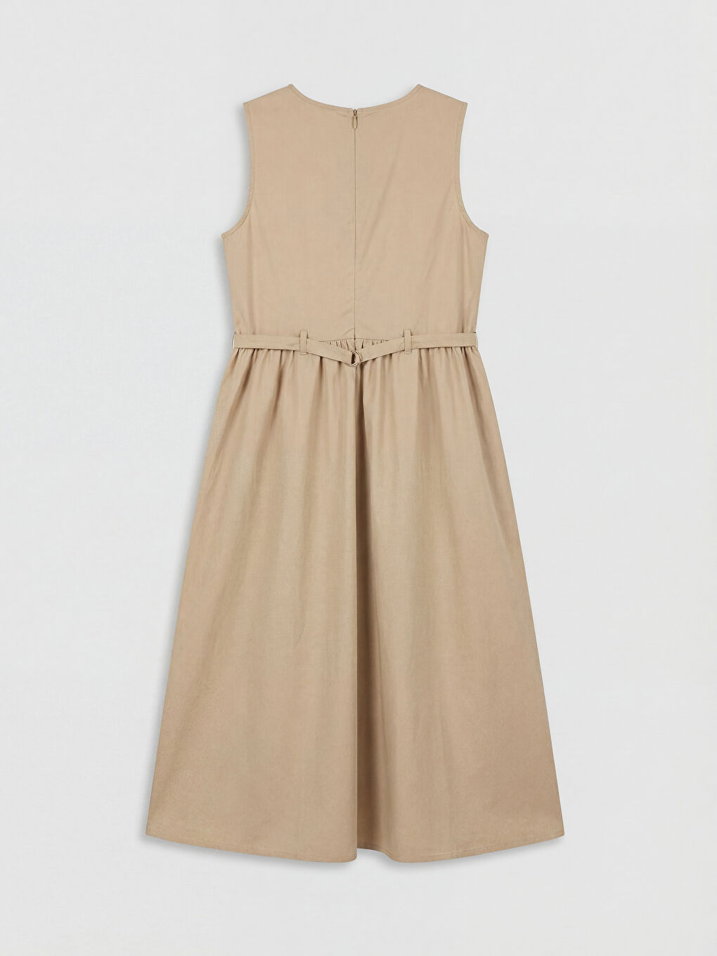 Haki Bisiklet Yaka Kız Çocuk Poplin Elbise-1