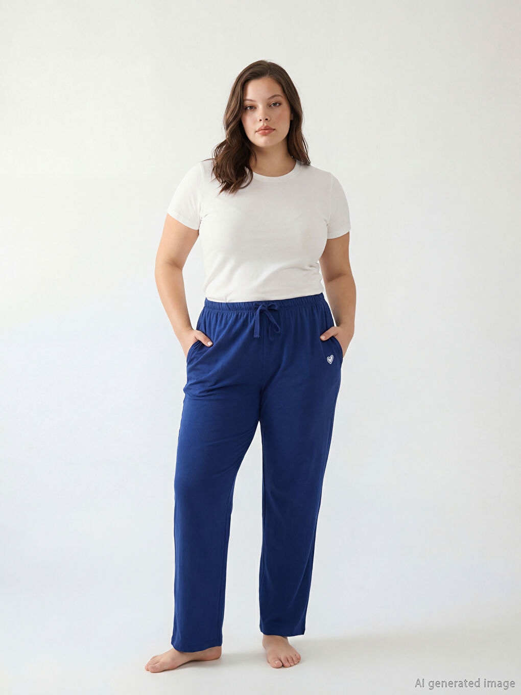 Bas de pyjama brodés de cœurs avec une taille élastiquée.-1