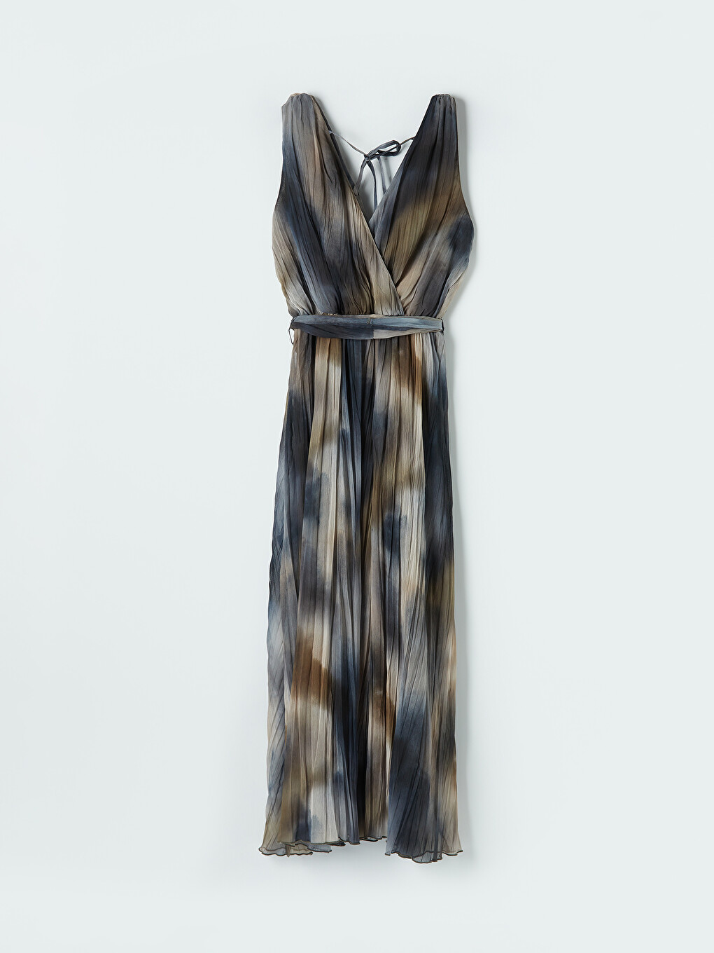 Rochie din șifon în linie A cu decolteu în V și model tie-dye-5