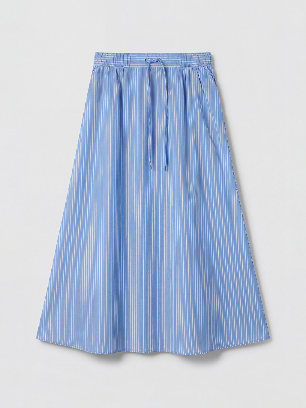 Elastic Waist Striped A-form Poplin Skirt-4