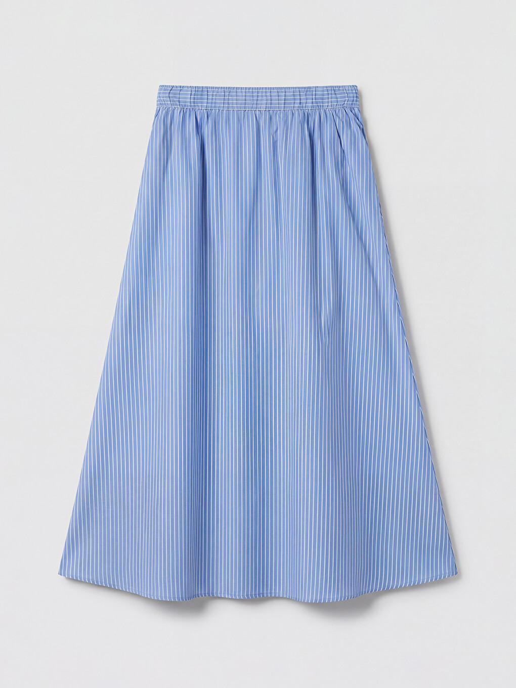Elastic Waist Striped A-form Poplin Skirt-5