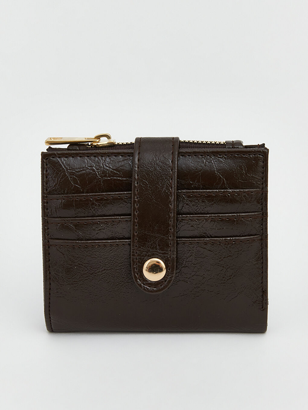 Kahverengi Deri Görünümlü Kadın Cüzdan