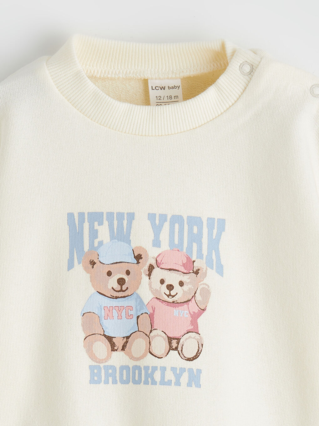 Ekru Baskılı Kız Bebek Sweatshirt ve Tayt Pantolon-2