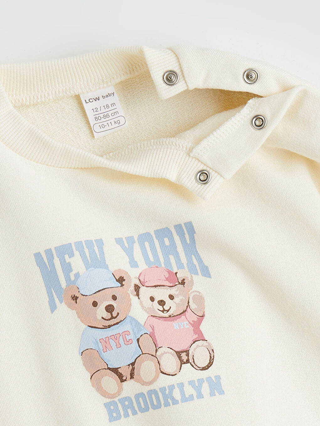 Ekru Baskılı Kız Bebek Sweatshirt ve Tayt Pantolon-3