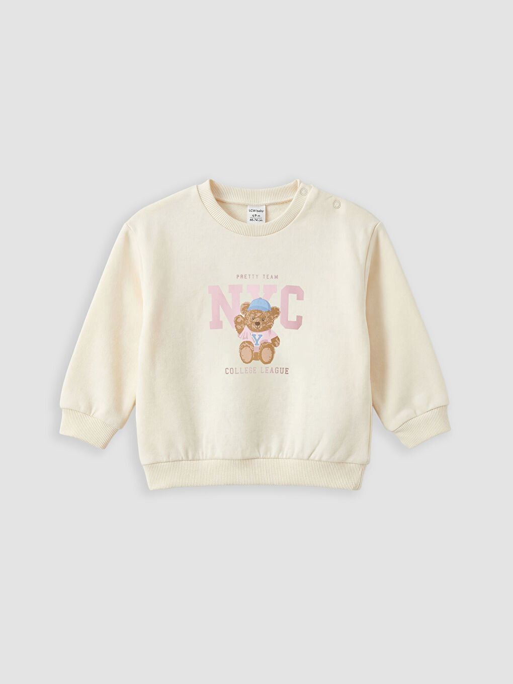 Ekru NYC Baskılı Kız Bebek Sweatshirt ve Eşofman Alt-1