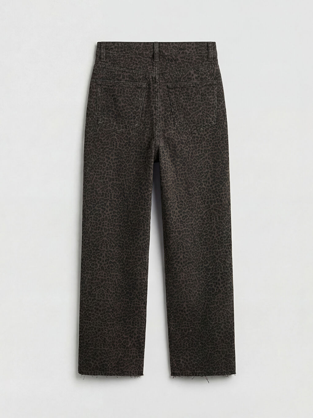 Kahverengi Leopar Desenli Kadın Jean Pantolon-1