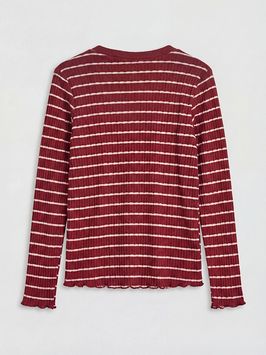 Bordo Bisiklet Yaka Çizgili Kız Çocuk Tişört-1