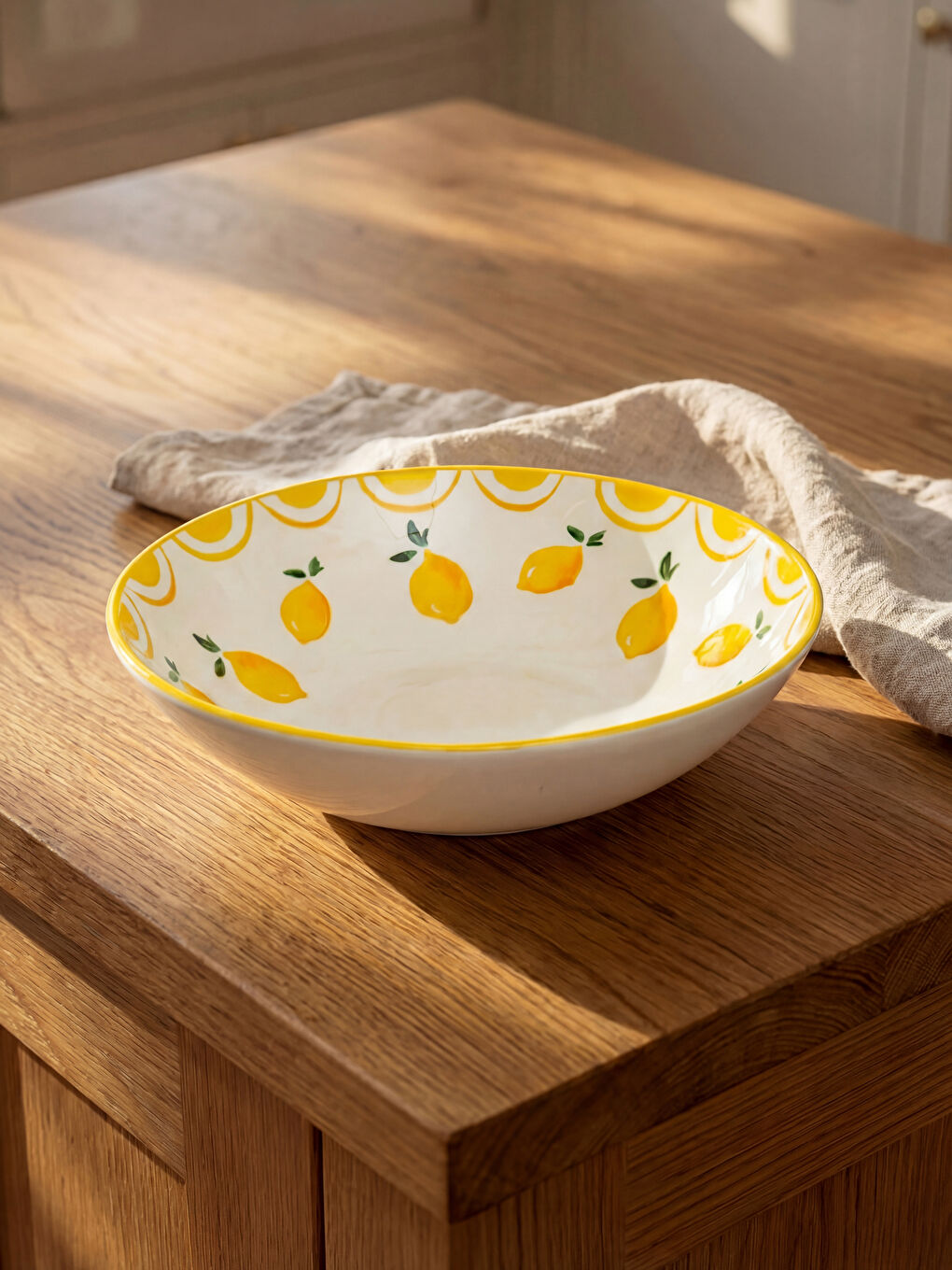 Karışık Limon Desenli Seramik Kase