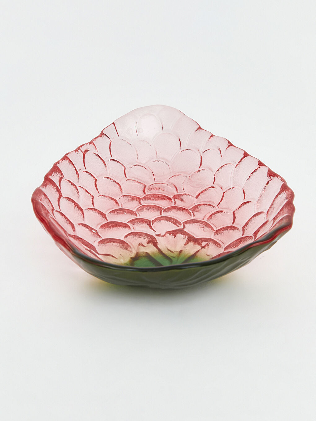 Mor Yaprak Formunda Kabartma Desenli Cam Kase-3