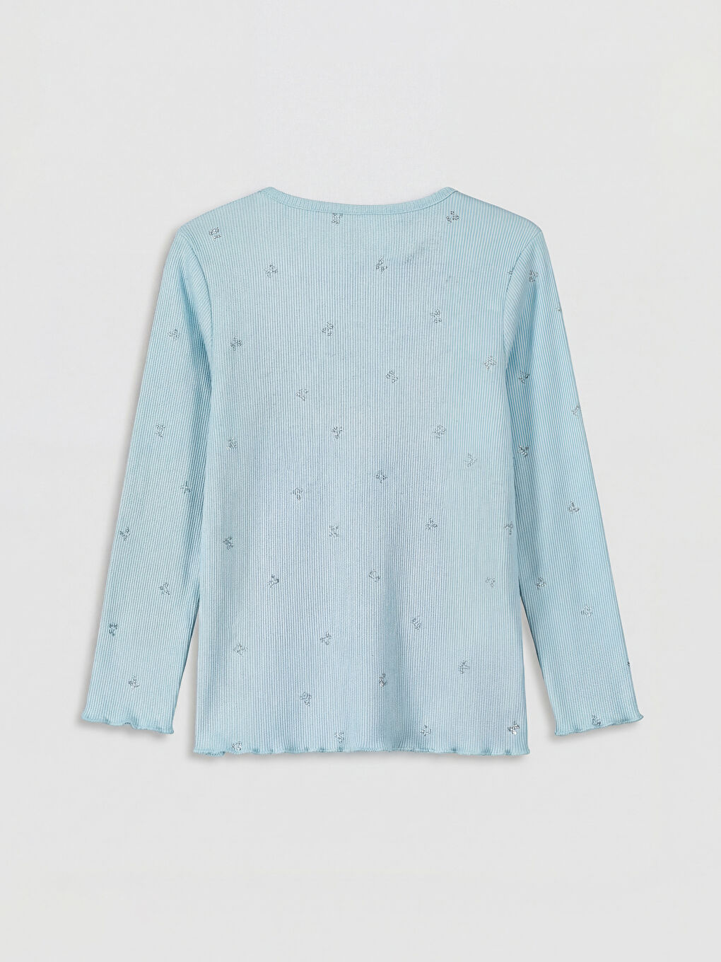 Mavi Bisiklet Yaka Desenli Kız Çocuk Tişört-1