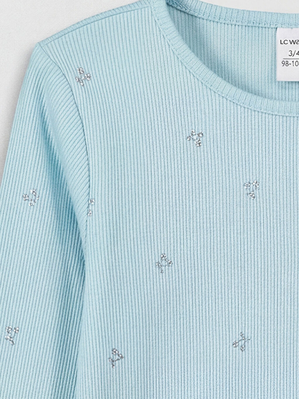 Mavi Bisiklet Yaka Desenli Kız Çocuk Tişört-2