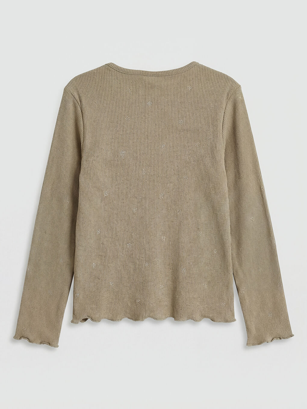 Yeşil Bisiklet Yaka Desenli Kız Çocuk Fitilli Tişört-1