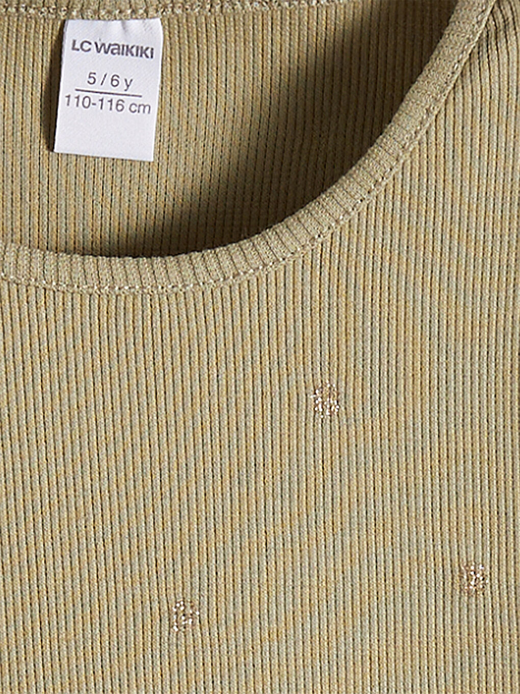 Yeşil Bisiklet Yaka Desenli Kız Çocuk Fitilli Tişört-3