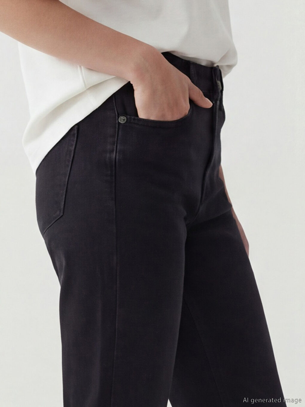 Siyah Kadın Regular Fit Yüksek Bel Jean Pantolon-2