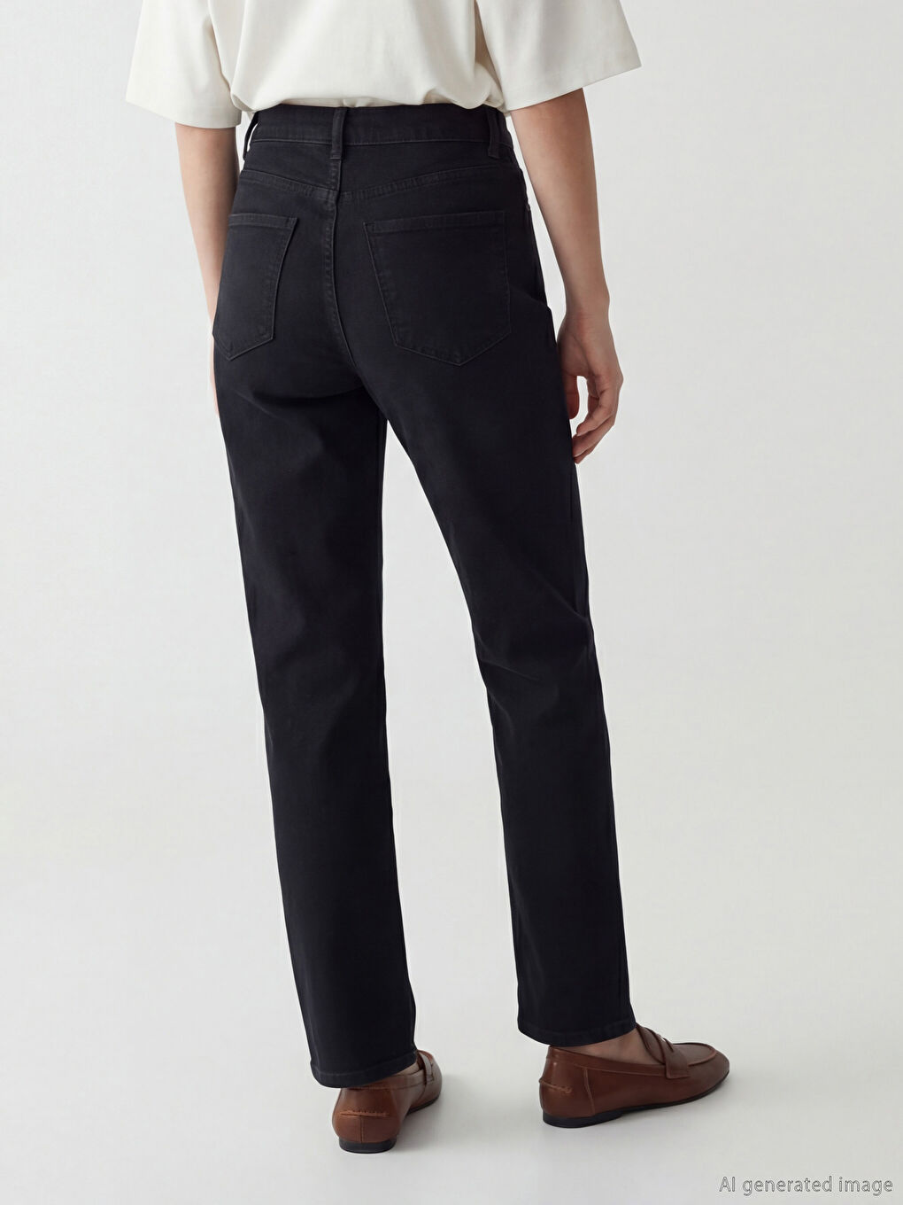 Siyah Kadın Regular Fit Yüksek Bel Jean Pantolon-3