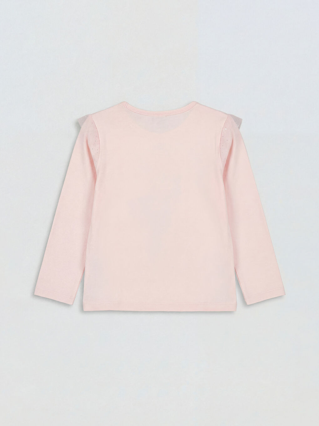 Pembe Bisiklet Yaka Minnie Mouse Baskılı Kız Çocuk Tişört-1