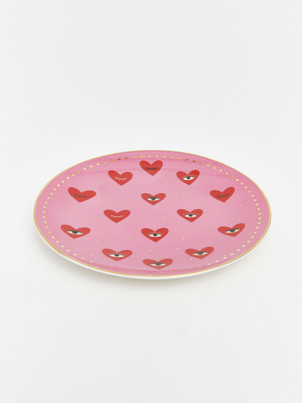 Karışık Kalp Baskılı Porselen Tabak-4