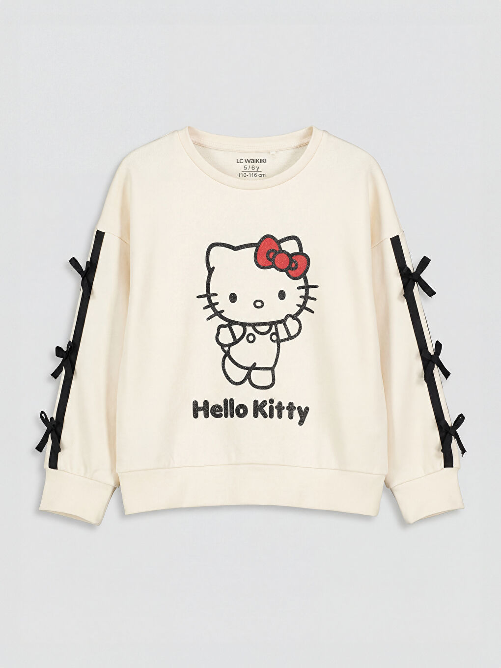 Ekru Hello Kitty Baskılı Kız Çocuk Sweatshirt ve Eşofman Altı-1