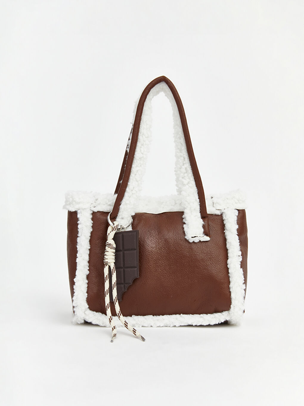 Kahverengi Pelüş Detaylı Deri Görünümlü Kız Çocuk Omuz Çantası