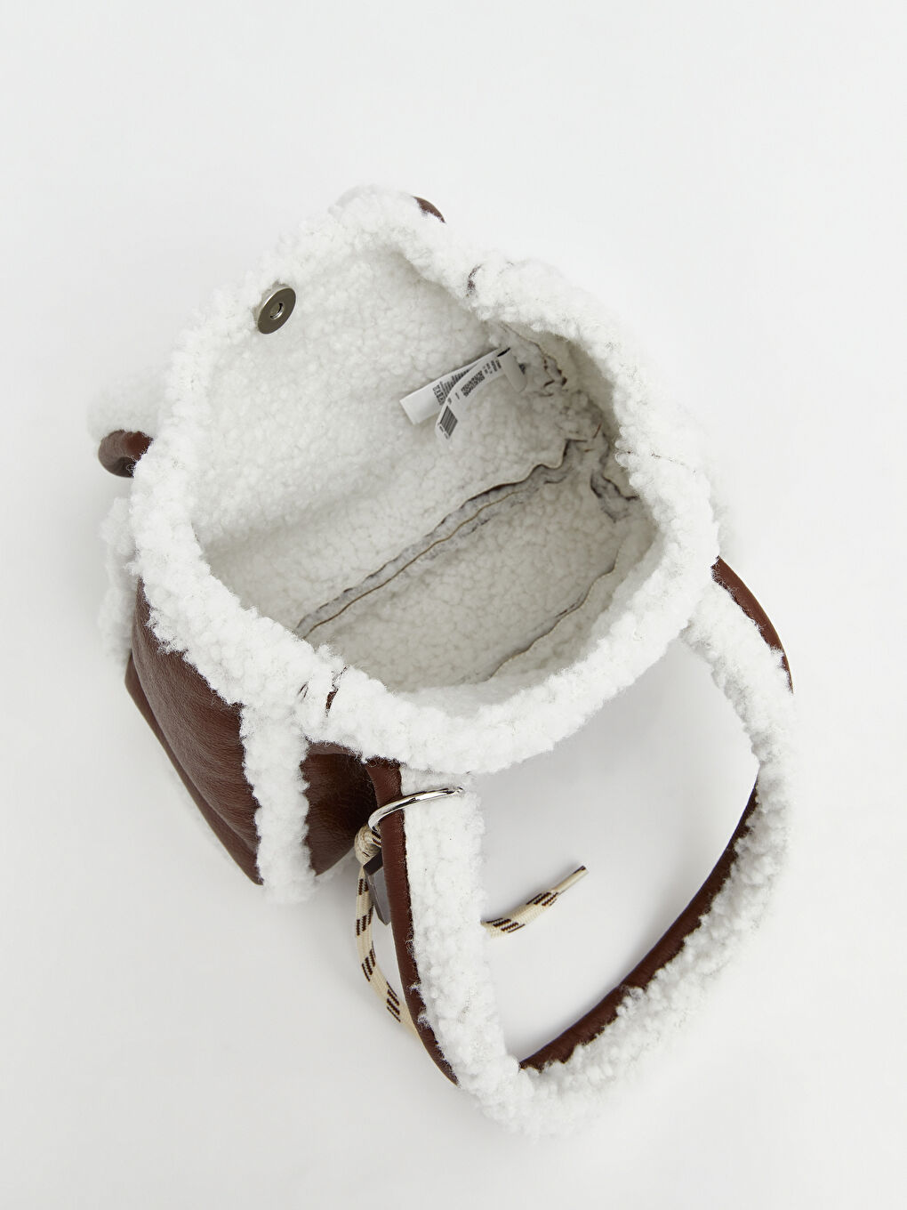 Kahverengi Pelüş Detaylı Deri Görünümlü Kız Çocuk Omuz Çantası-3