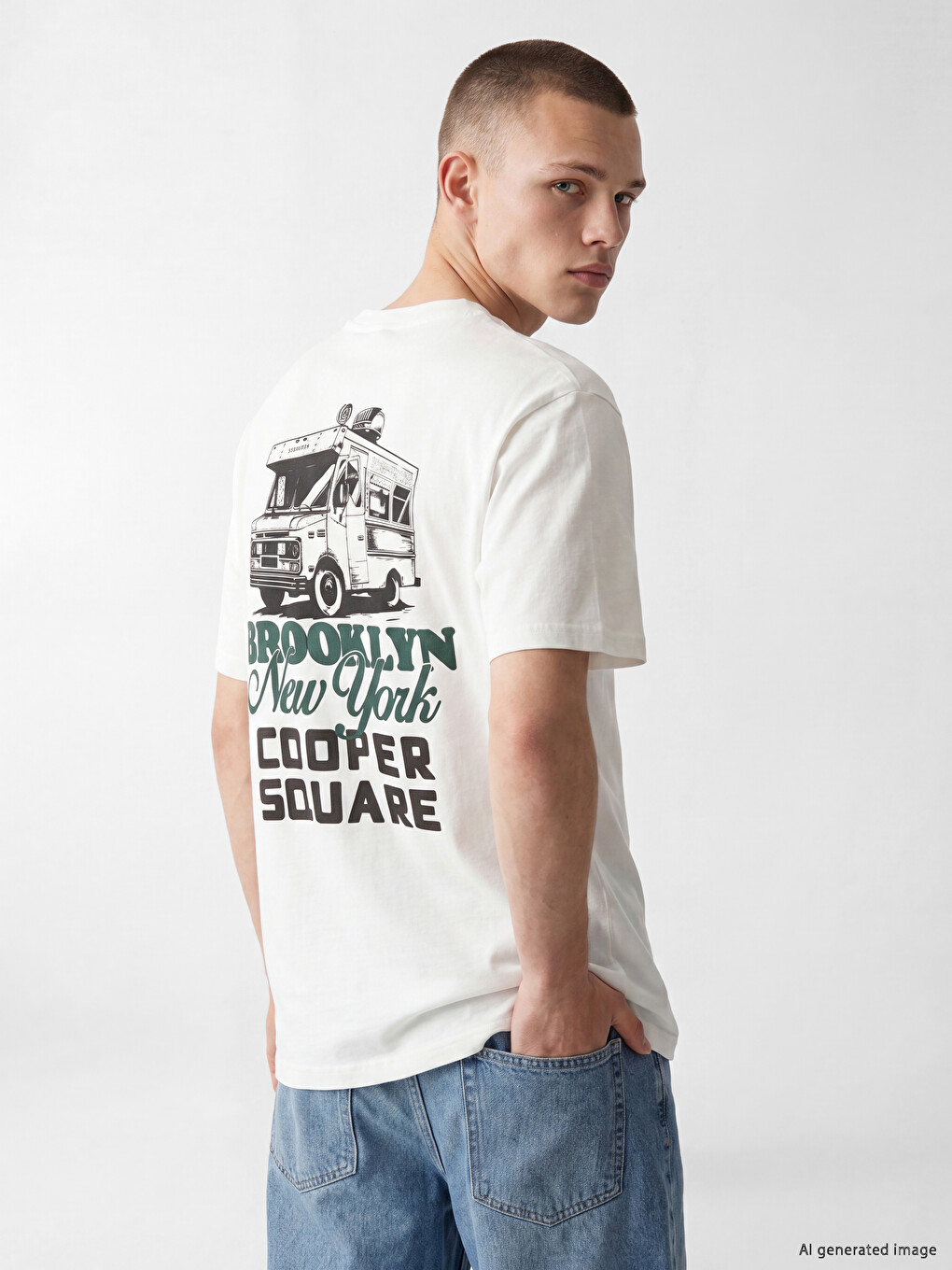 Crew Neck Brooklyn Printed Men's T-Shirt