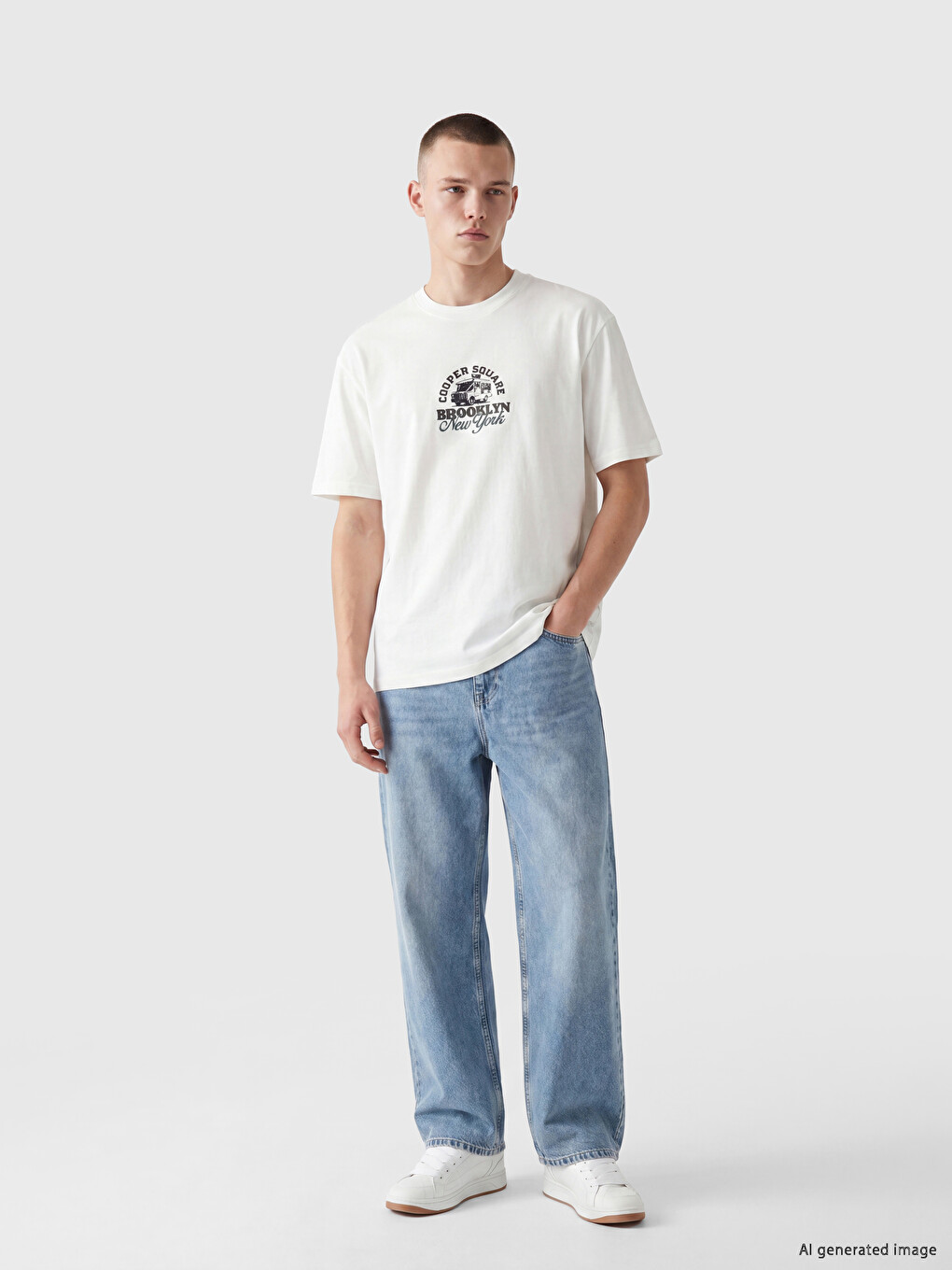 Crew Neck Brooklyn Printed Men's T-Shirt-1