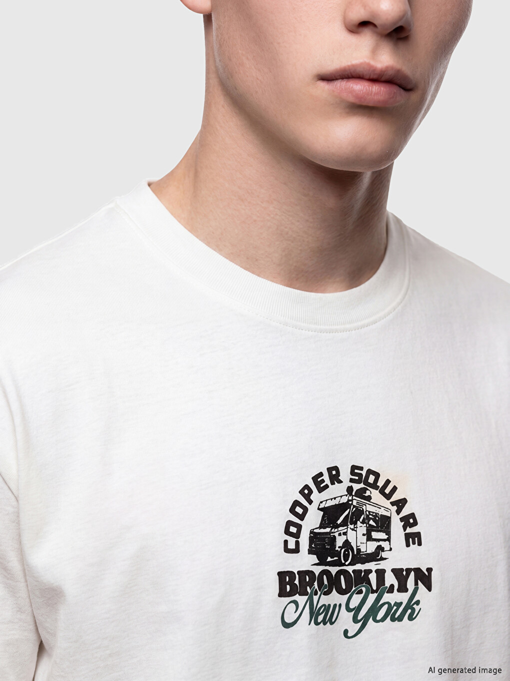 Crew Neck Brooklyn Printed Men's T-Shirt-2