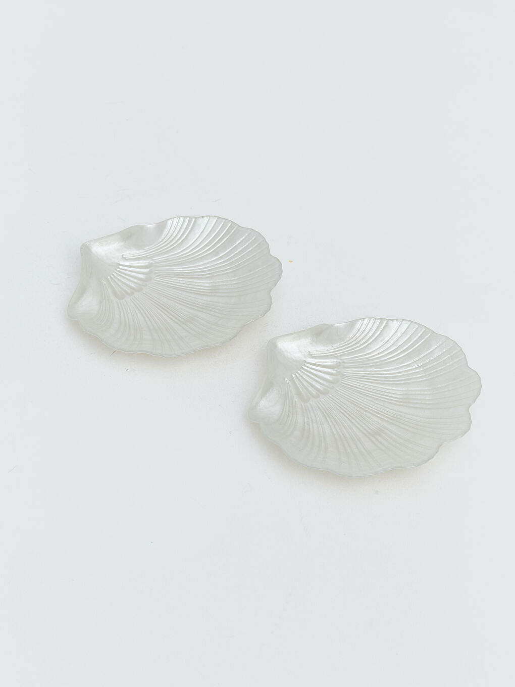 Beyaz Deniz Kabuğu Desenli Cam Kase 2'li-2