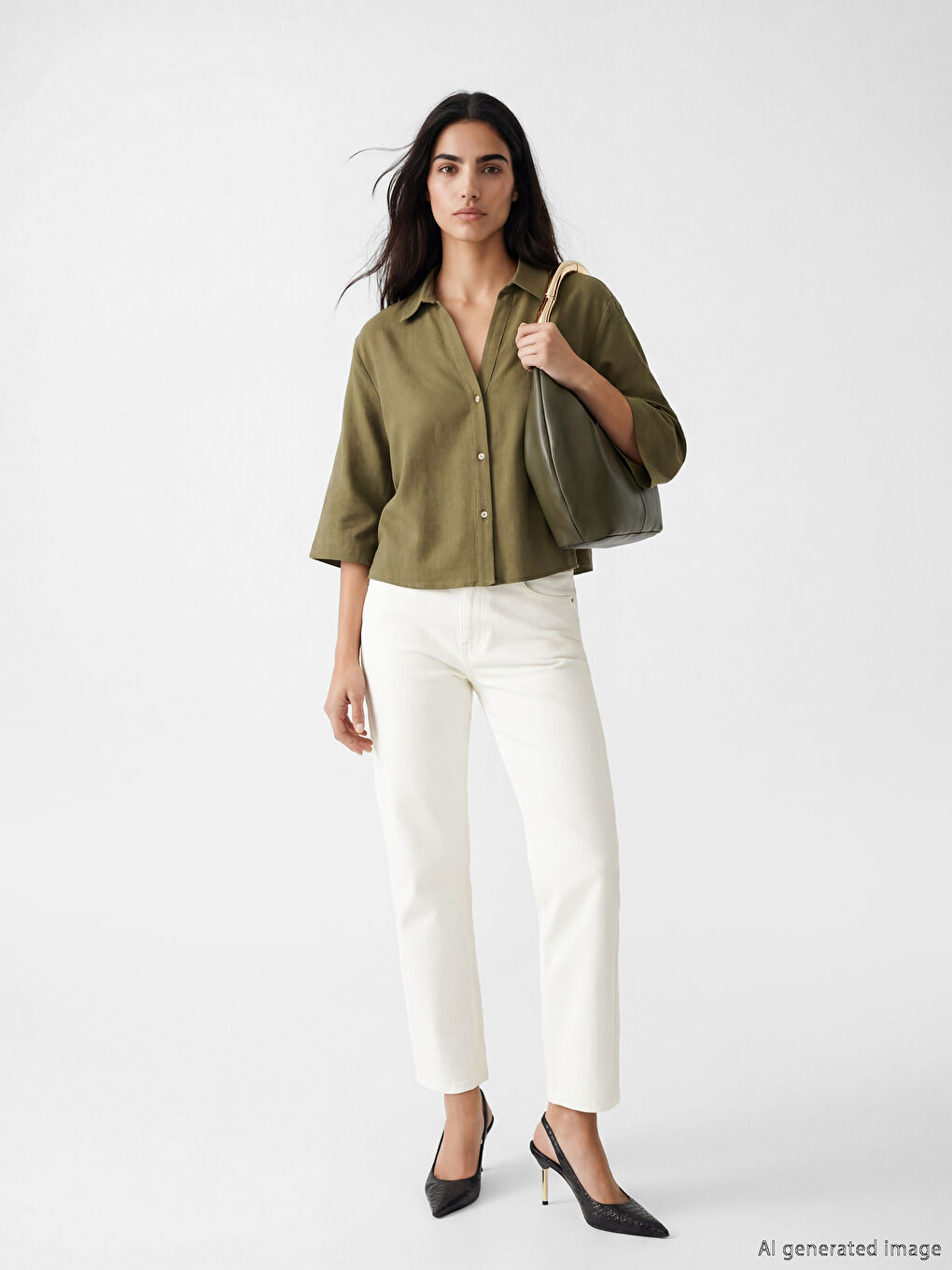 Beyaz Slim Fit Kadın Jean Pantolon	