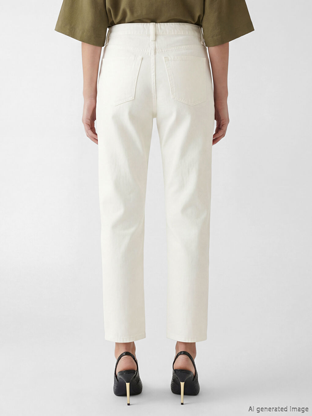 Beyaz Slim Fit Kadın Jean Pantolon	-1