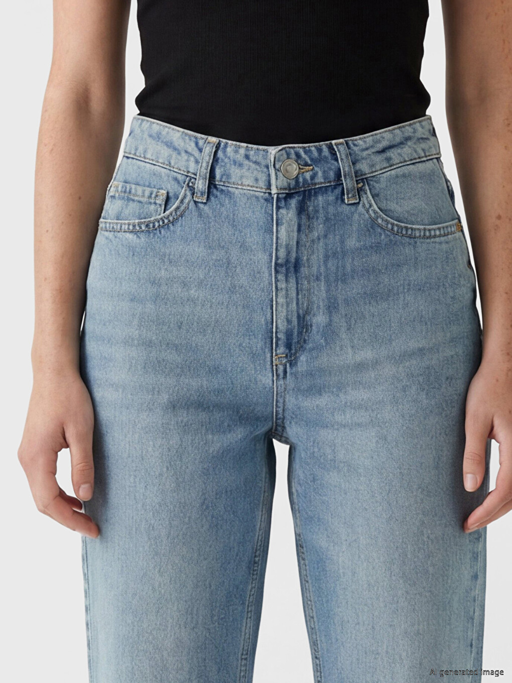 İndigo Yüksek Bel Slim Fit Kadın Jean Pantolon-2