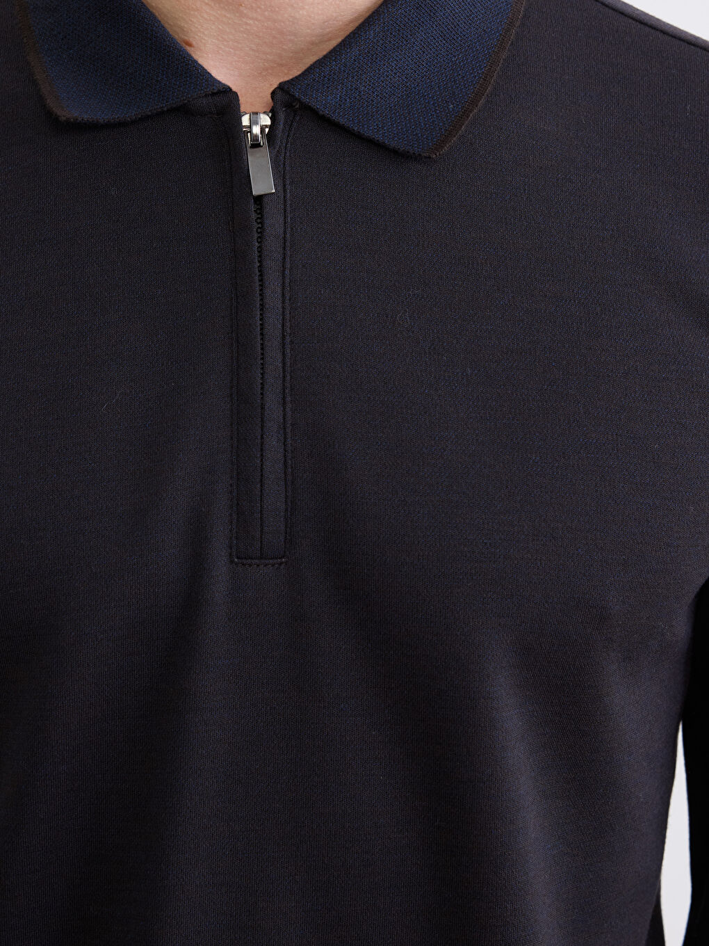 Kahverengi Polo Yaka Erkek Sweatshirt-2