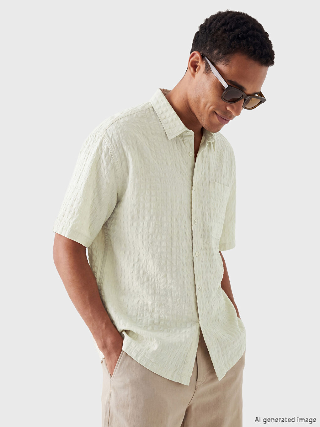 Regular Fit Men's Textured Shirt