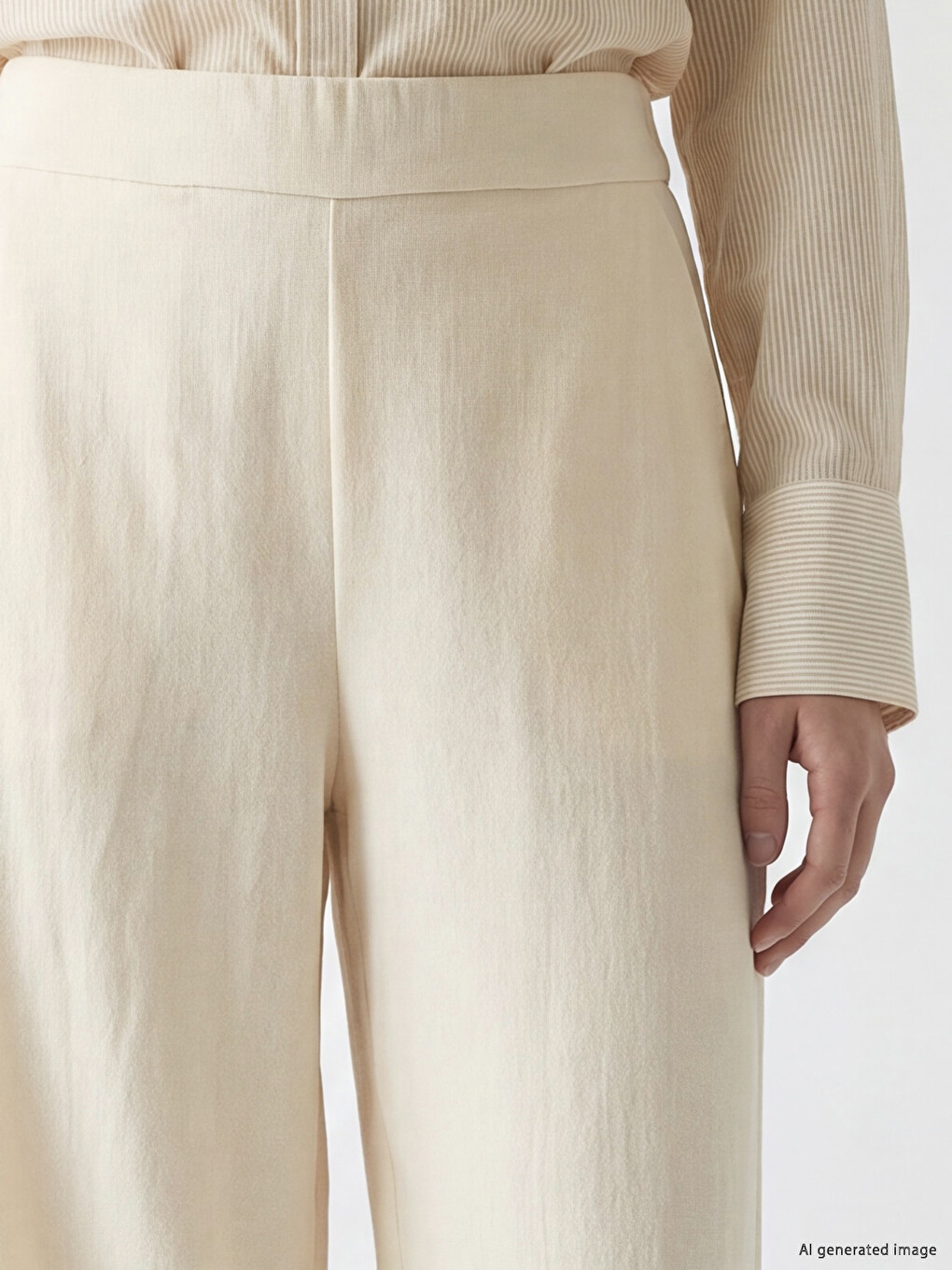 Elastische Taille Strukturierte Damenhose-2