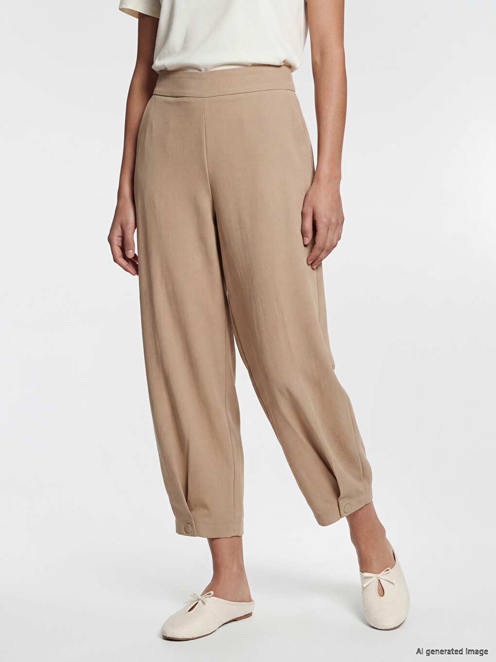 Elastic Waist Textured Women's Trousers-2