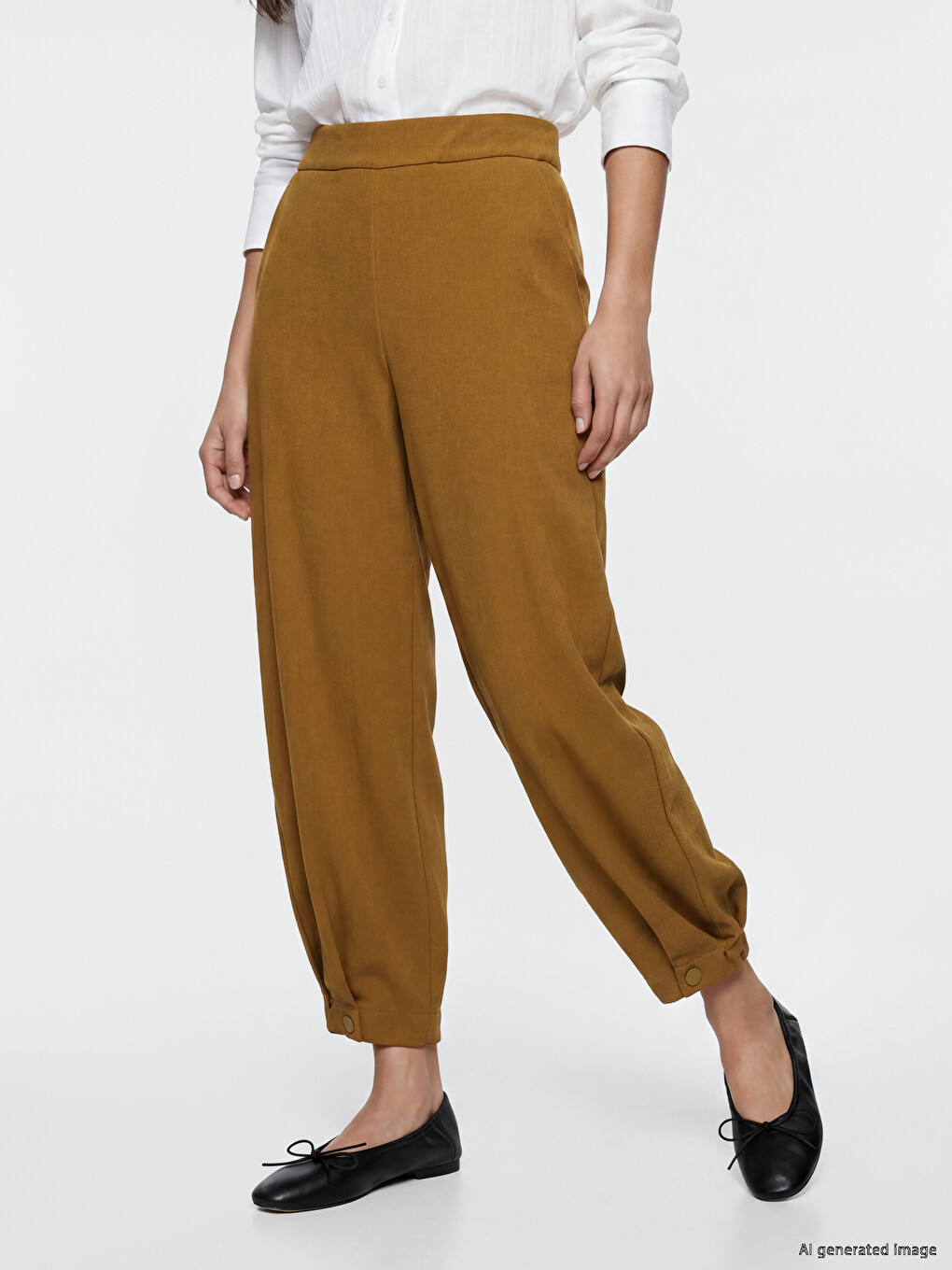 Elastic Waist Textured Women's Trousers-1
