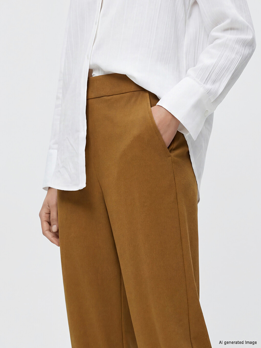Elastic Waist Textured Women's Trousers-2