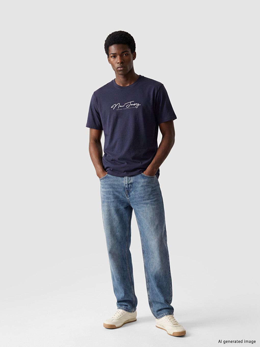 Crew Neck New Jersey Printed Men's T-shirt-1