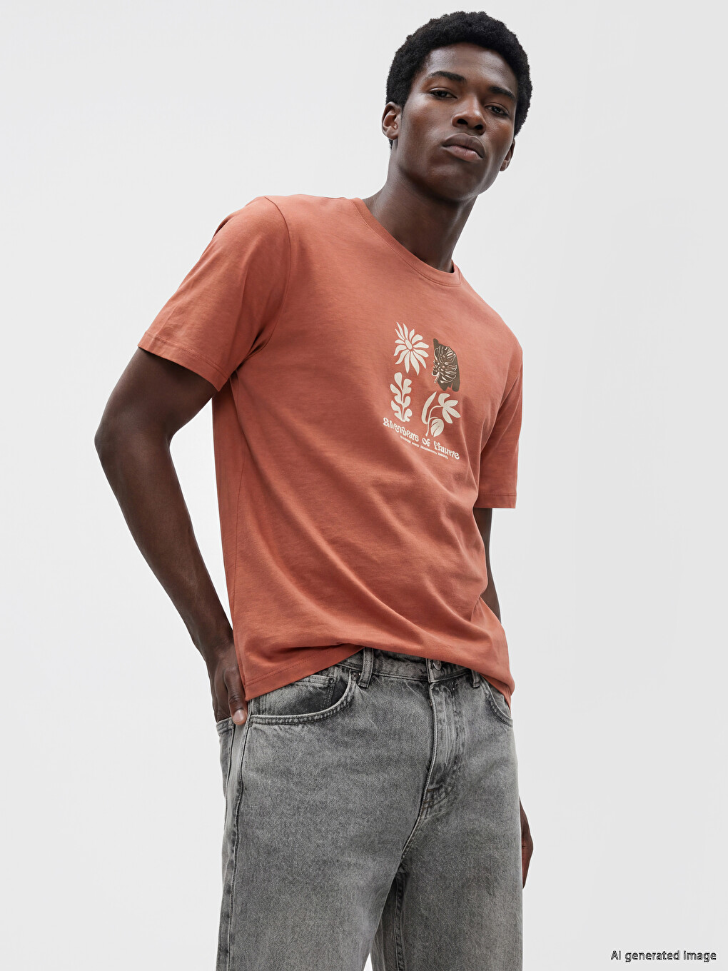Col Rond Imprimé Homme T-shirt