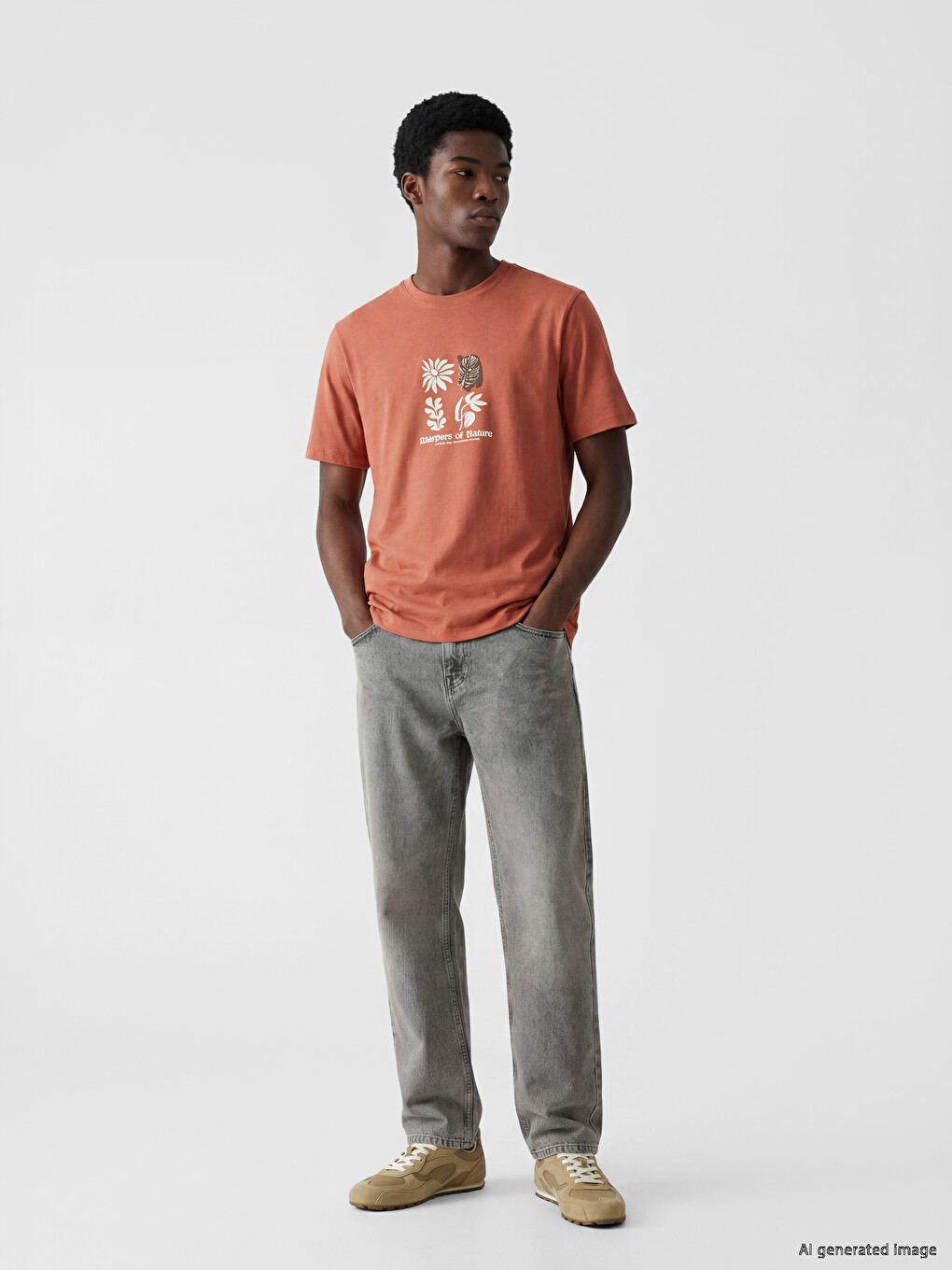 Col Rond Imprimé Homme T-shirt-1
